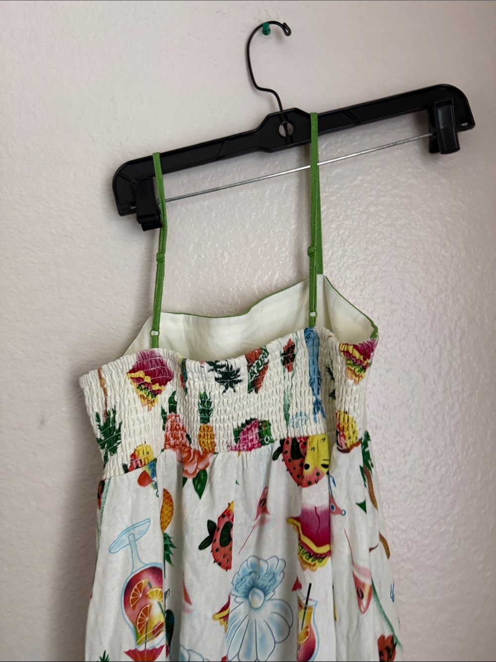 Anthropologie linen white Maxi Sundress Multi-Color Tropical Print pockets XS - Picture 6 of 13